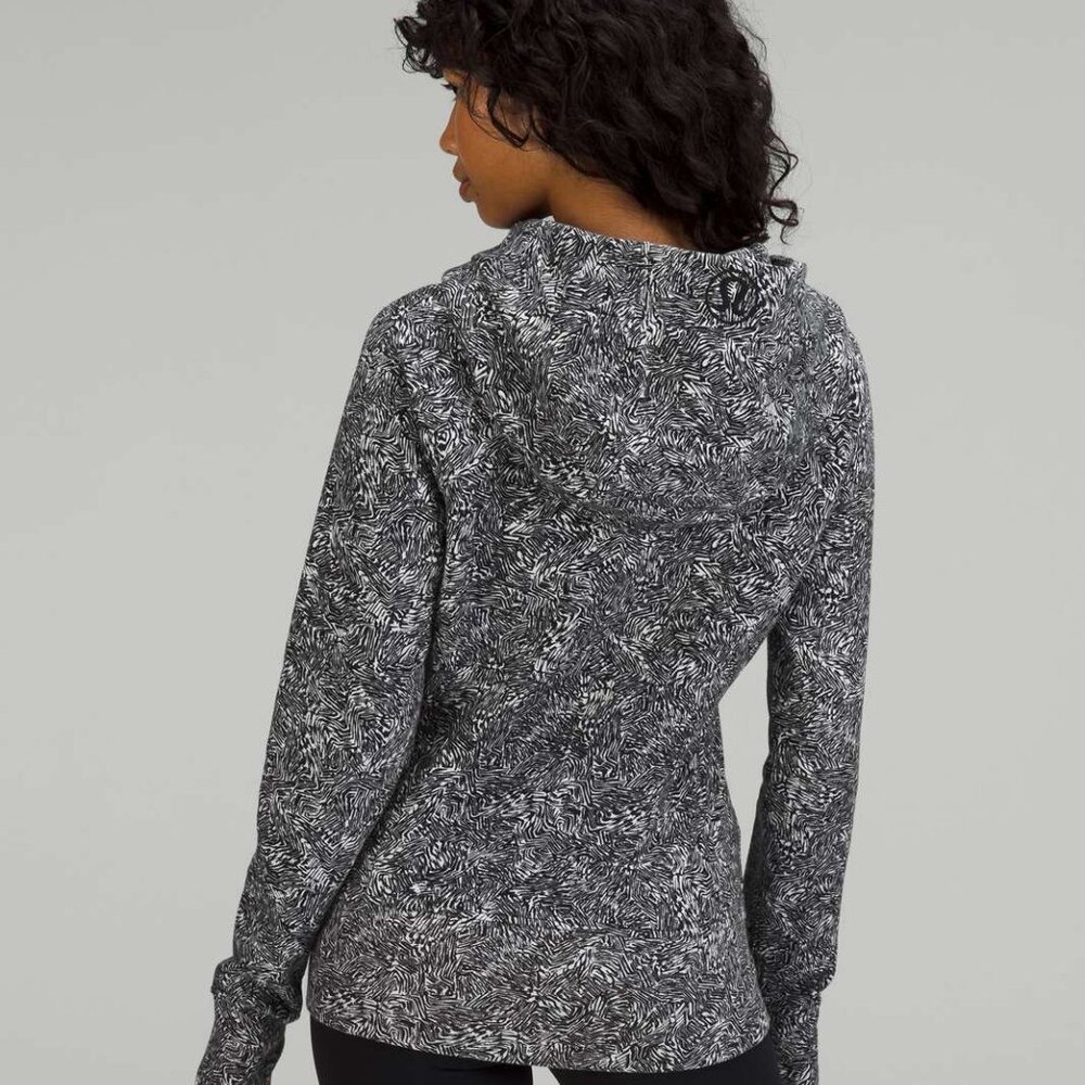 Lululemon Scuba Full Zip Hoodie Iced Wave White Black Size 8 - Picture 3 of 11